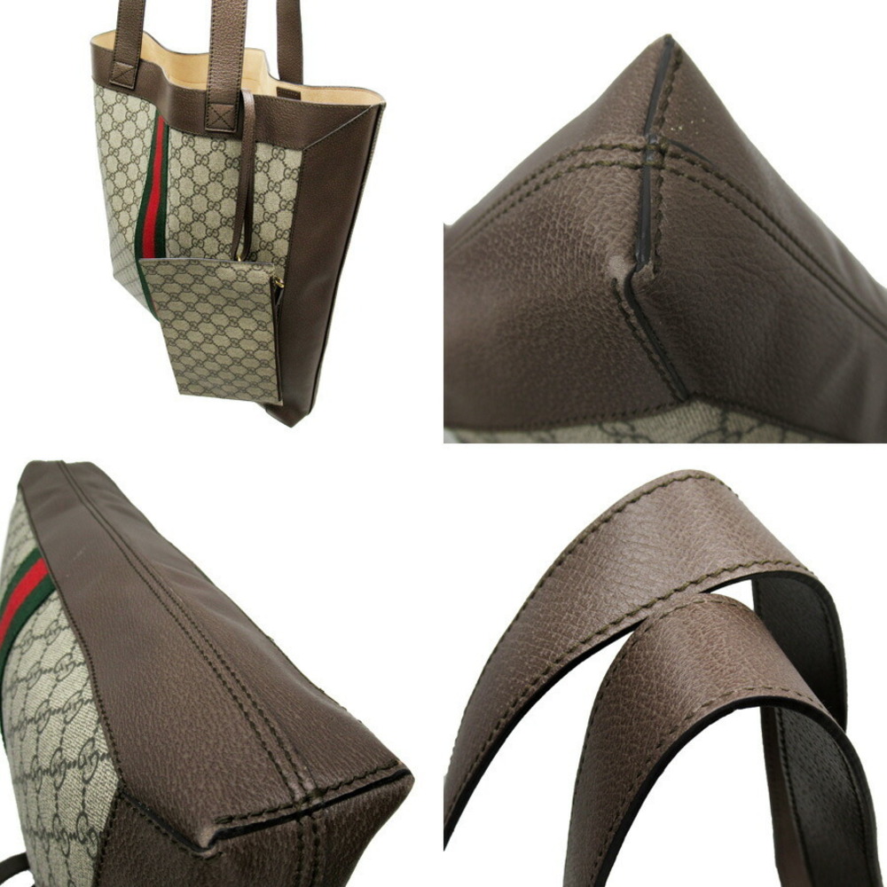 Gucci Brown Ophidia Multicolor Bag Beige Leather Shoulder Tote Soft Canvas Tan